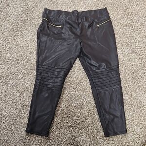 a.n.a Black Faux Leather Jeggings with Textured Finish